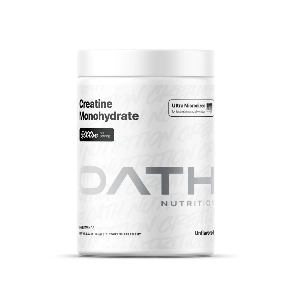 Oath Nutrition Ultra Micronized Tinatine Monohidrat Toz, Unflavored, Gluten Free, Non GMO, Kreatine Toz for Women and Men, 5000g per Service
