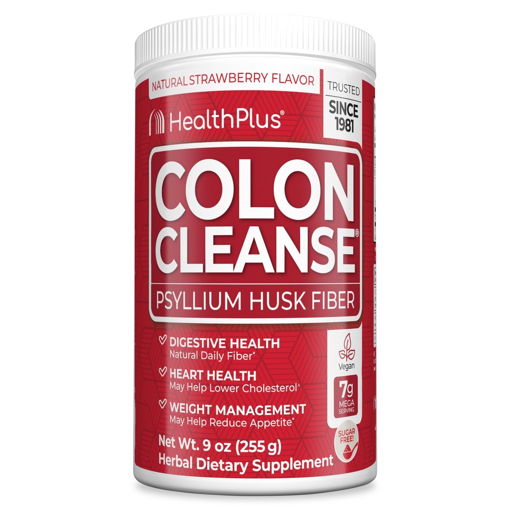 Health Plus Colon Cleanse Digestive Support | No Yapay Flavors | Daily Fiber For Toxin Eliminasyon Bloating | Psyllium Husk | Strawberry Flavor | 9 Ounces, 36 Hizmet