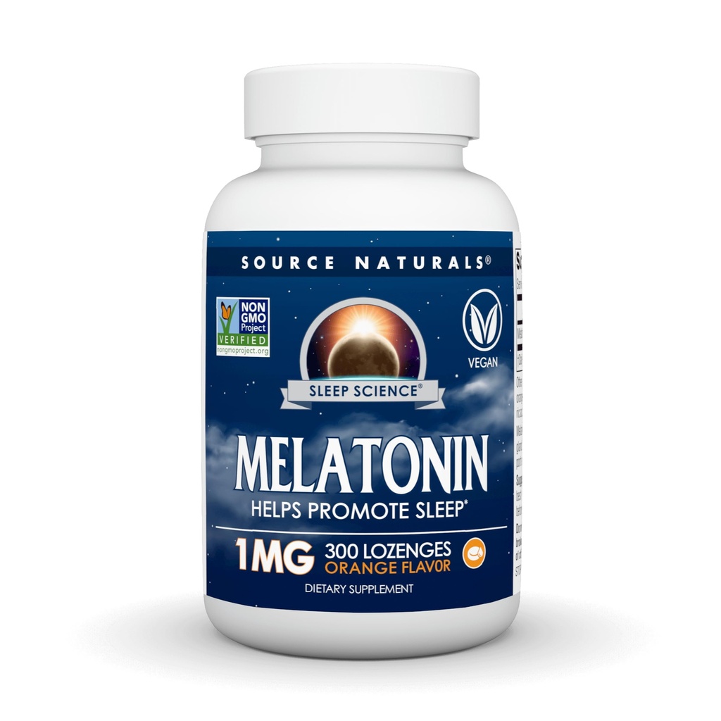 Source Naturals Sleep Science Melatonin, Sleep'ı teşvik etmeye yardımcı olur* - 1 mg - 300 Orange Flavored Lozenges