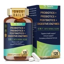 Totaria 5-in-1 60 Milyar CFU Probiyotik Prebiyotik & Postbiyotik for Women & Men, w/Digestive Enzymes, Slippery Elm, Daily Complete Gut Health, Digestive & Immune Support, 4 Ay Supply, Vegan