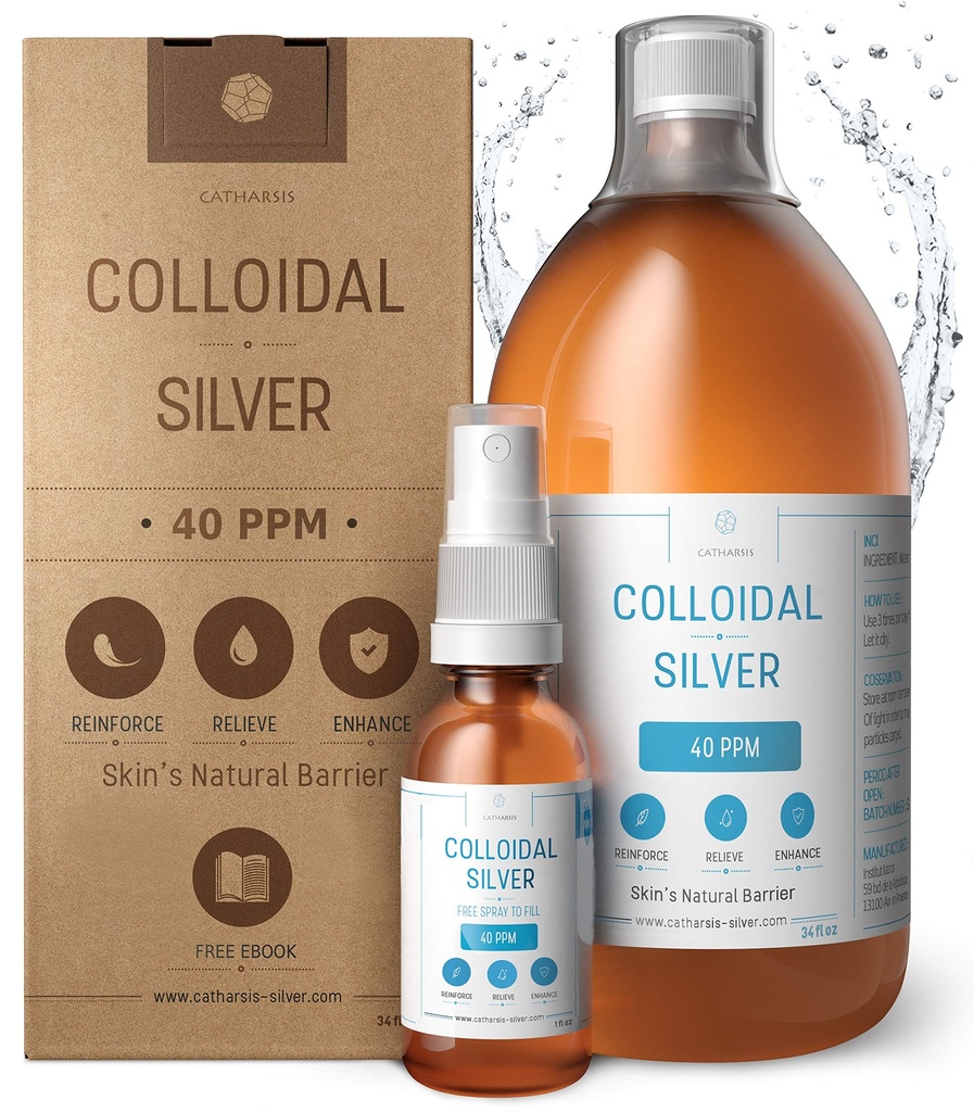 Premium Colloidal Silver ● Optimal Concentration Formula, Smaller Parçacıklar, Daha İyi Sonuçlar ● Laboratuvar Onaylı ● Sıvı Gümüş Avrupa'da Yapılmış ve Ebook (34 fl oz)