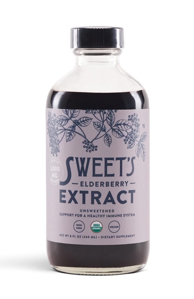 Organik Yaşlılık | Unsweetened Elderberry Immune Support | Vegan | Keto and Diabetic Friendly | 8 fl oz Şişe | Alkol Özgür | sertifikalı USDA Organik