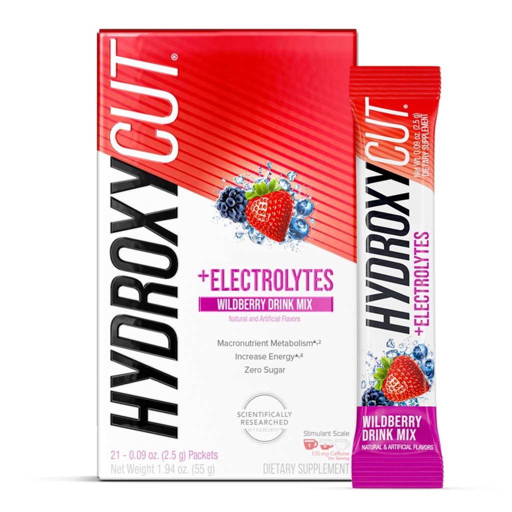 Hidroxycut İçecek Mix - Gelişmiş Sonuç - Metabolism & Enerji Desteği - C. Canephora Robusta Ekstraksiyon, 135 mg Caffeine & B Vitamins - Erkekler ve Kadınlar için - Vahşi Patlama - 21 Stick Packs