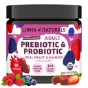 Llama Naturals Probiotics for Women and Men with Prebiotic Fiber, Vegan, Organic, Probiotic Gummies for Gut Health Support, Adults Real Fruit Gummy Vitamins, No Added Sugar Cane, Mixed Berry, 60 Ct