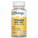 SOLARAY Vitamin D3 K2 - Bone Health ve Immune Support Supplement - 5000 IU D ile VIT D3 ve 50 mcg K2, Menoquin MK7 olarak Made Without Soy, 60-Day Garanti, 60 Serv, 60 VegCaps