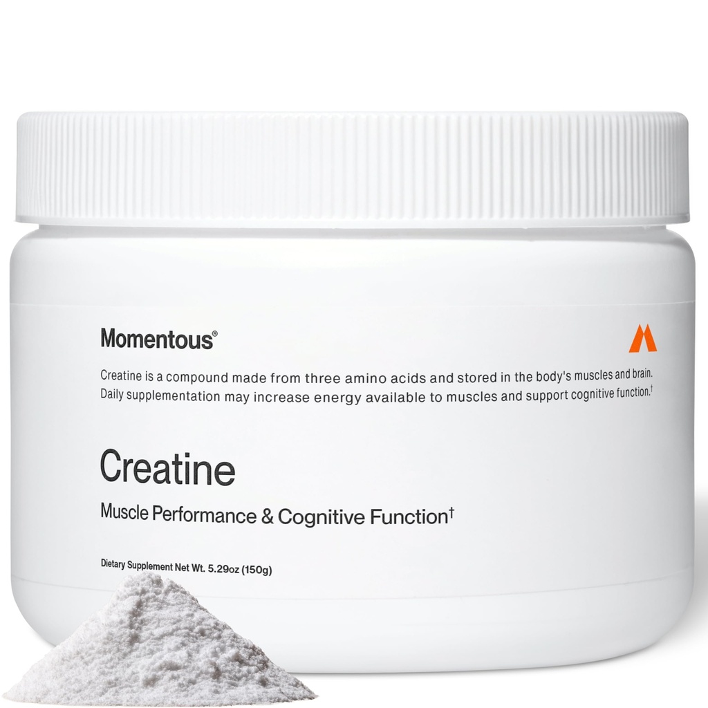 Momentous Creatine Monohydrate Powder - Creatine Powder - Supports Strength, Lean Muscle, & Recovery for Men & Women - NSF Certified for Sport - 5 g per Serving - 30 Servings