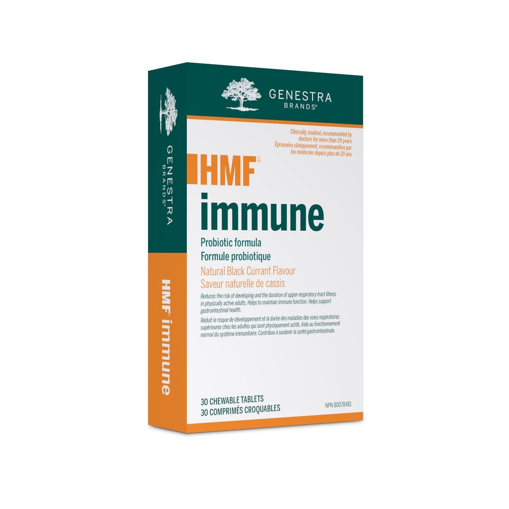 Genstra Brands HMF Immune | Probiyotik Supplement | 30 Chewable Tabletler | Natural Black Currant Flavor