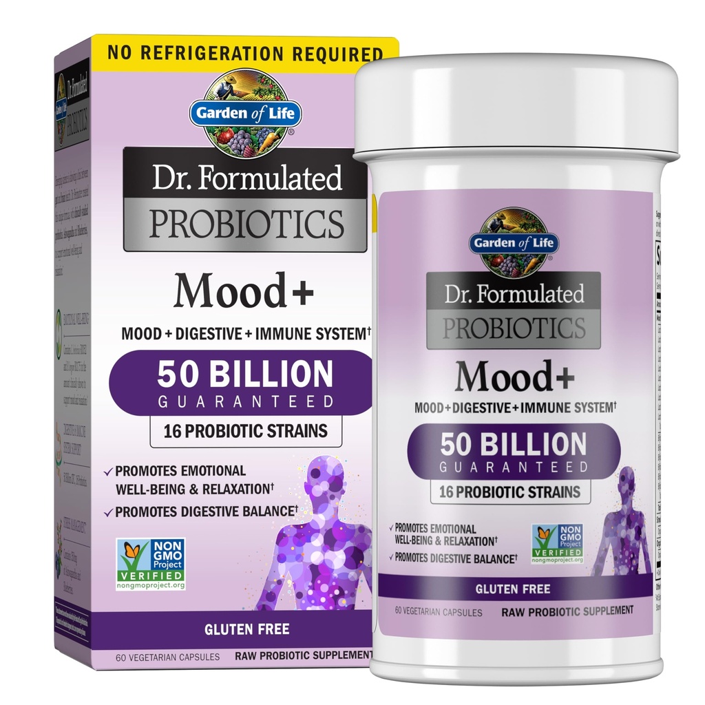 Life Probiyotiks Mood+ Dr Formulated Acidofilius Probiyotik Supplement,Promotes Duygusal Well-Being, Relaxation and Digestive Balance,Ashwagandha for Stress Management, 60 Count (Pack of 6)