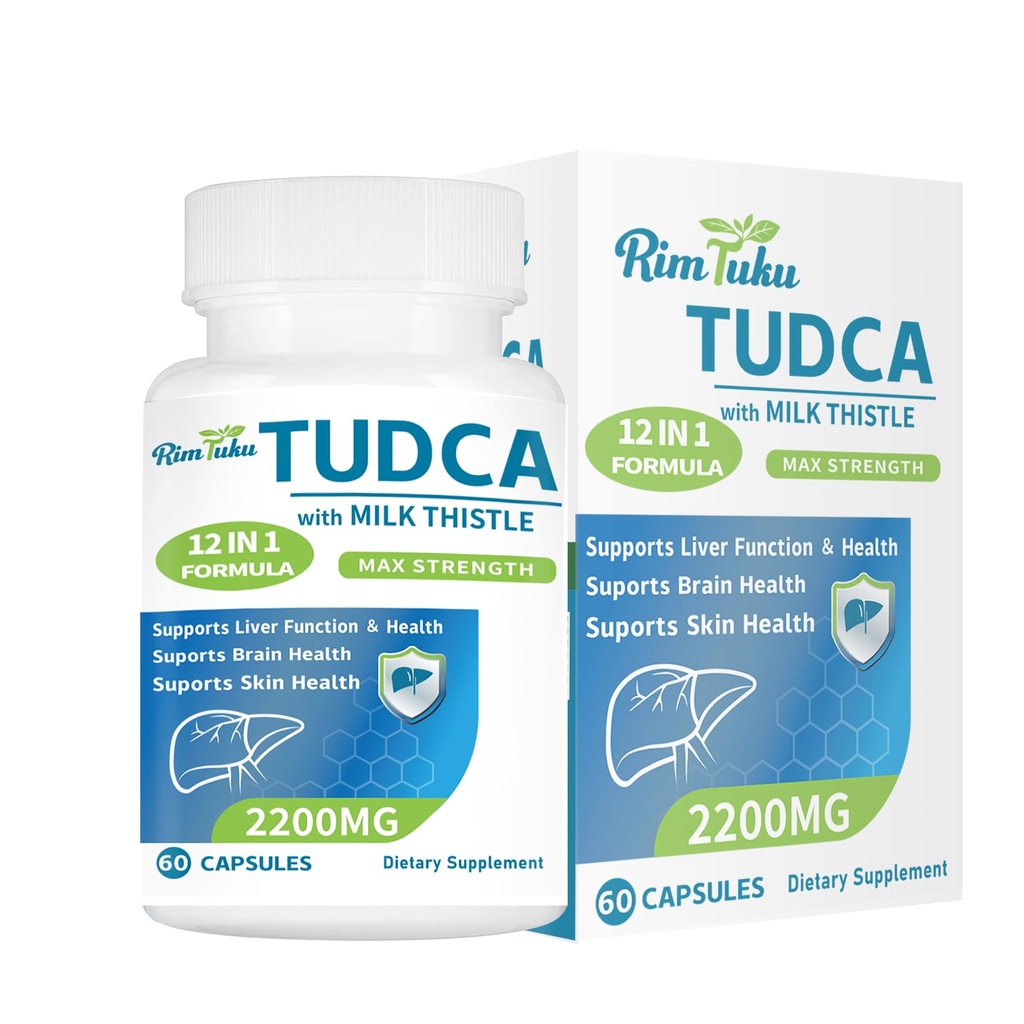 2200MG TUDCA Supplement with Milk Thistle 12in-1 Formula Liver Support, Bile Salts Supplement for Liver Cleanse & Detox, Bile Flow & Gallbladder Support 60 Capsules