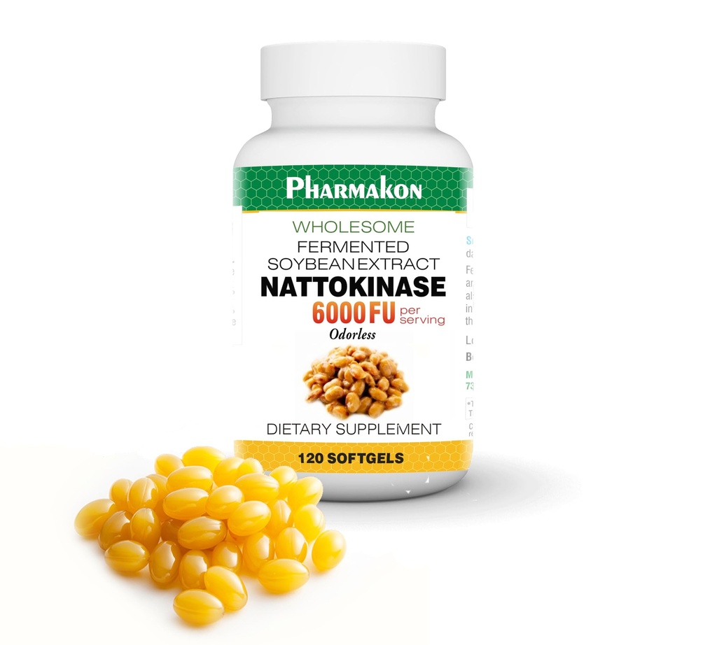 PHARMAKON Doğal Nattokinase Organik Fermented Soybean Ekstraksiyon, Servis başına 6000 FU