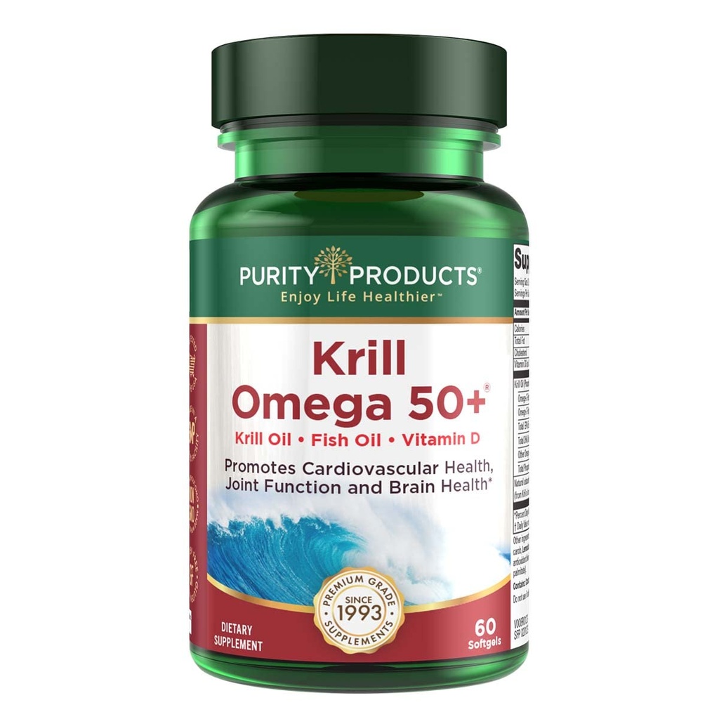 Saf Ürünler Krill Omega 50 (Krill + Fish Oil Mix 1000 mg + Astaxanthin 500 Telefon + Phospholipids 200 mg + Vitamin D 500 IU) - 60 Mini Softgels