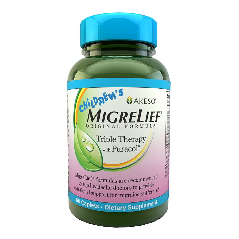 Çocuk MigreLief® - PuracolTM ile Üçlü Terapi - Pediatrik Migraine Sufferers için Beslenme Desteği - 60 Caplets/1 Ay Supplyers - 60 Caplets /