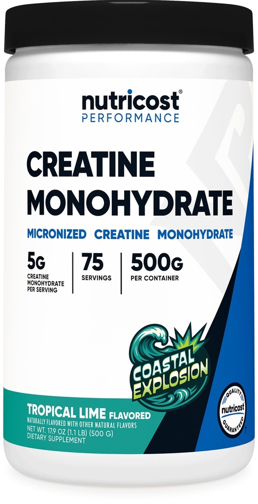 Nutricost Kretine Monohidrat Toz (Coastal Patlama, 500 Gram) - Micronized Kretine Supplement - Vegan, GMO-Free, Gluten Free