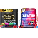Erkekler ve Kadınlar için Kretan Monohidrat Gummies, 9000MG Kretine Gummies Sugar Free -BCAA 2:1, B12 B6 Boost Strength, Focus & Endurance, Vegan, Non-GMO