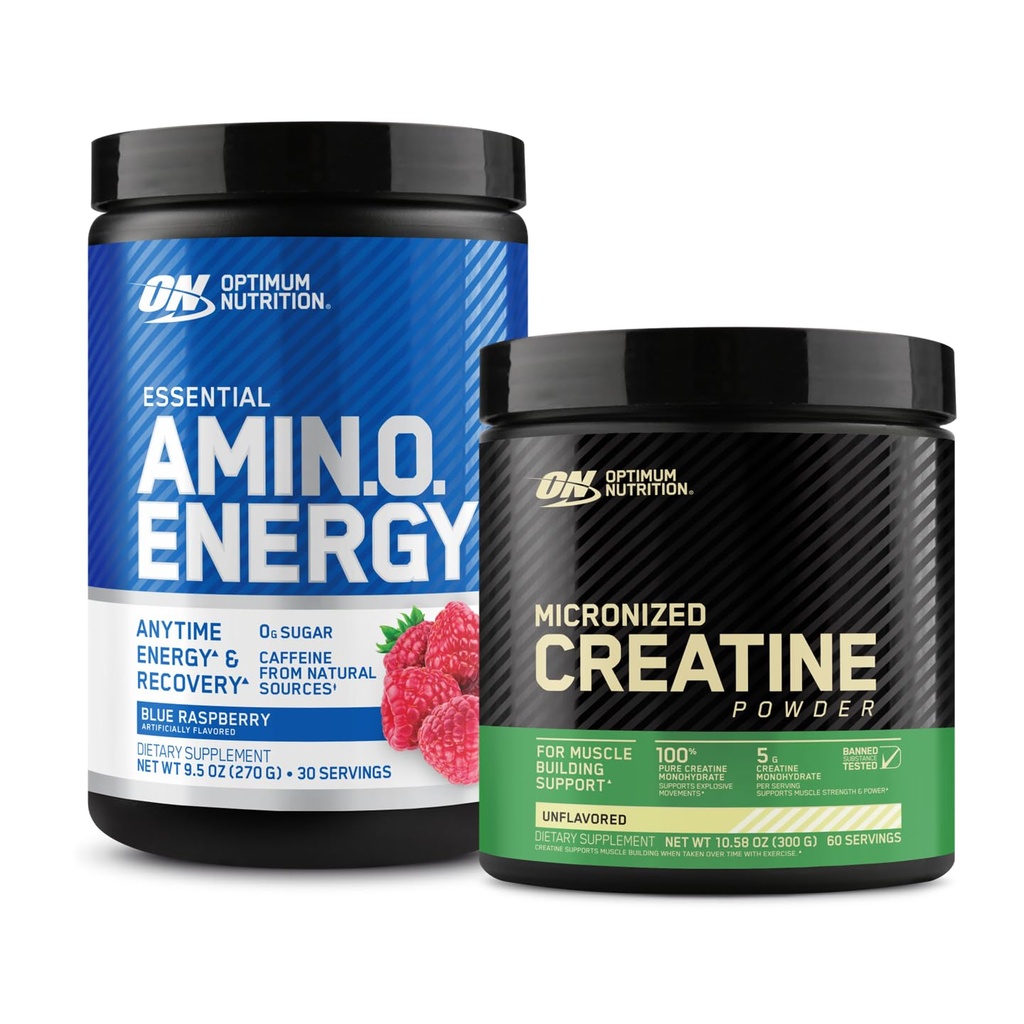 Optimum Beslenme Enerji - Yeşil Çay ile Çalışmak, BCAA, Amino Asits & Micronized Kreatin Monohidrat Toz, Unflavored, Keto Friendly, 60 Hizmet