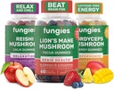 Fungies Mushroom Gummy 3-Pack Sche, Lion's Mane, Cordyceps & Reishi Gummies for Yetişkinler - Mushroom Gummies Supports Brain Health, Gut Health, Energy & Daily Wellness - 180 Servisler