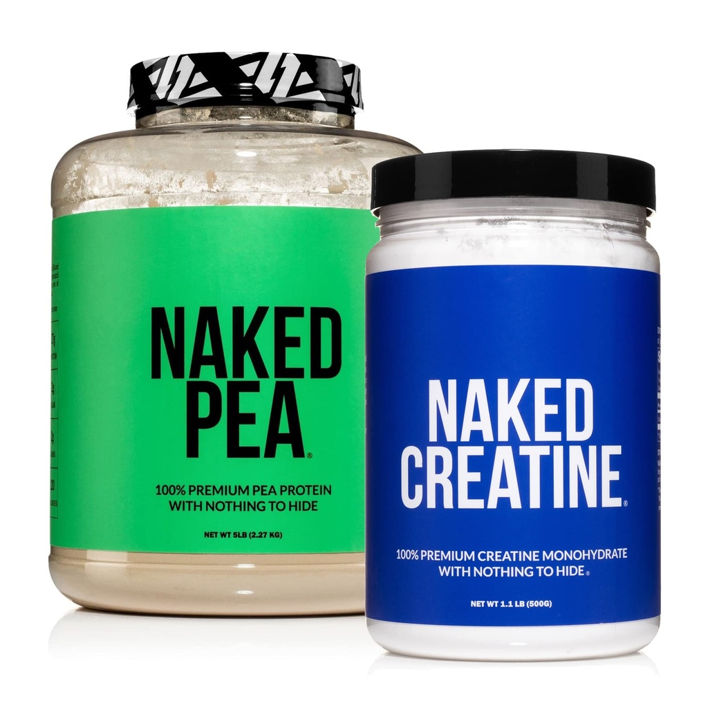 NAKED Vegan Muscle Growth and Recovery Bundle Creatine and 5LB Unflavored Pea