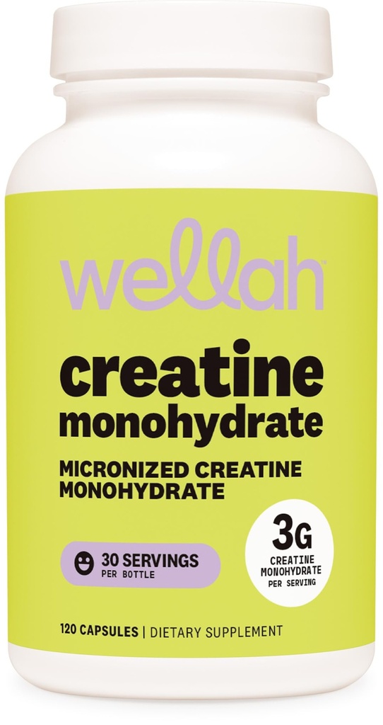 Wellah Kretine Monohidrat Capsules (3000 mg) 120 Capsules - Micronized Kreta, 30 Hizmet