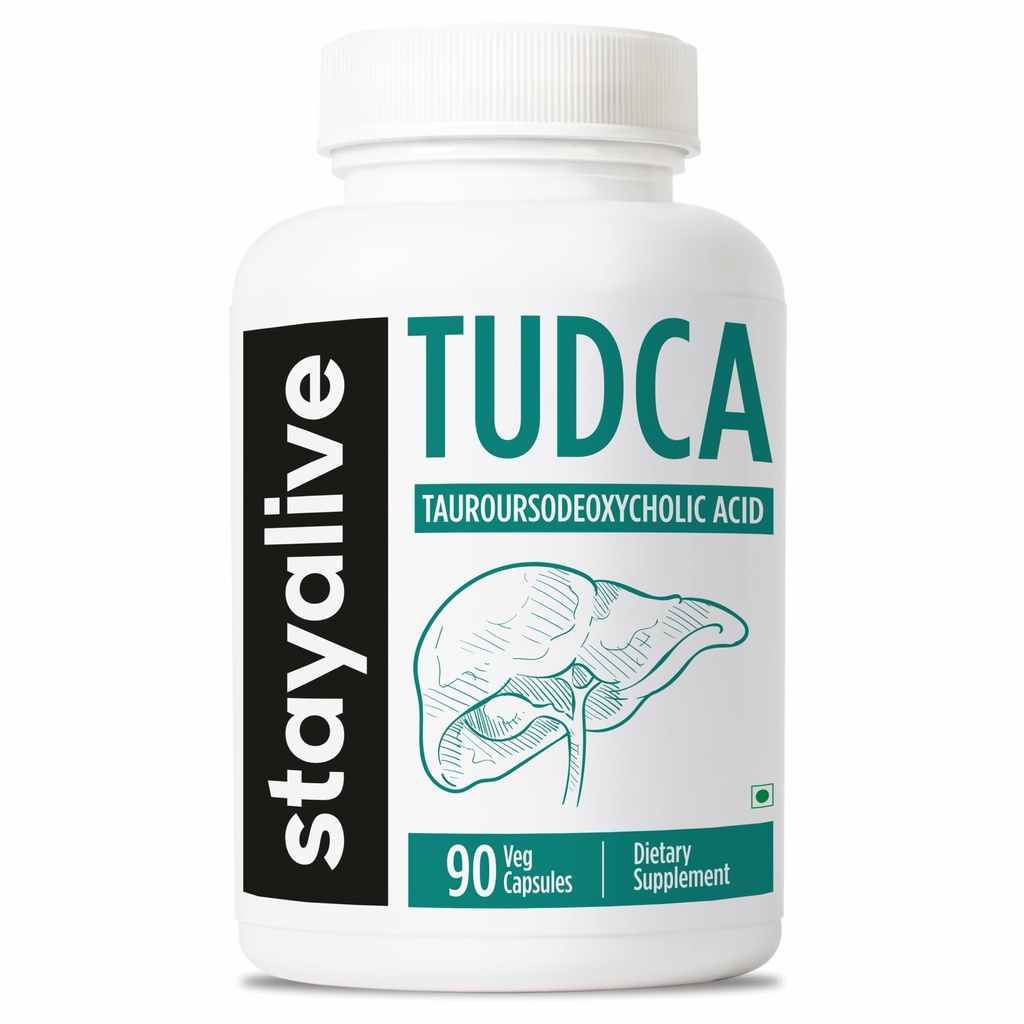 STAY ALIVE TUDCA Capsules 500 mg, Tauroursodeoxycholic Acid Bile Salts, 90 Kont, Non-GMO & Gluten Free TUDCA Supplement for Men and Women