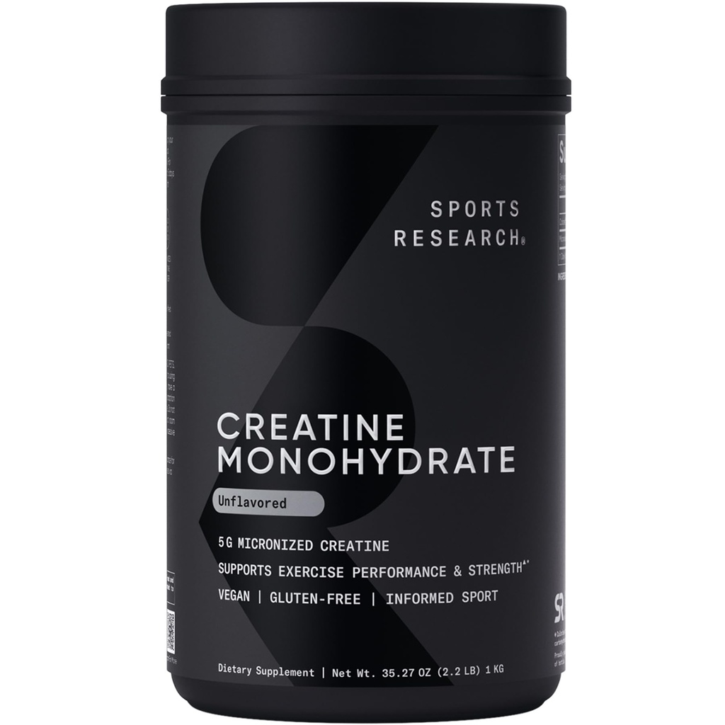 Spor Araştırması Kretan Monohidrat - Lean Kas, Performansı ve Güçlendirmeyi Geliştirin - 5 g Micronized Kreine - 35.27 ozine - 35.27 ozine