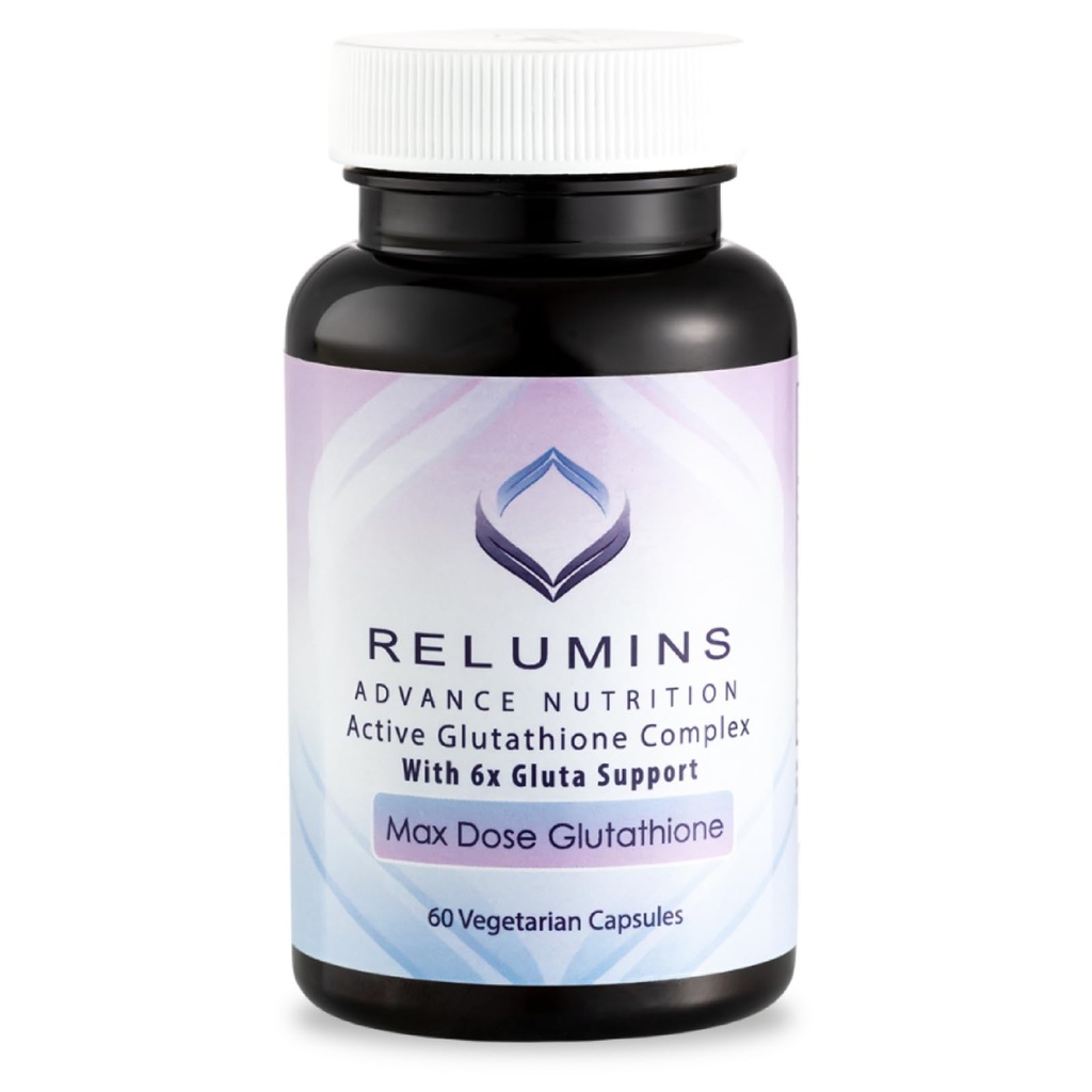 Relumins Advance White Active Glutathione Kompleksi - Max Dose 900 mg Glutathione with 6X Bransons, ALA & NAC - Anti-Aging Skin Brighting Supplement - 60 Vegetarian Capsules (30 hizmet)
