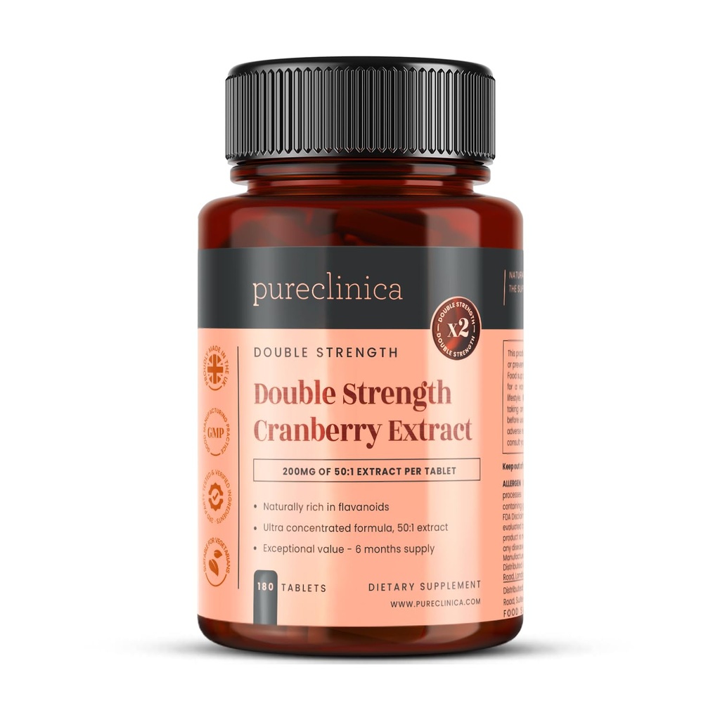 Safclinica Double Strength Cranberry Extract 10.000mg x 180 Ultra Yoğun Tabletler - 6 Ay Supply