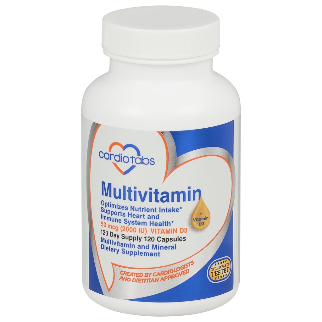 Multivitamin - Kalp ve Immunity Supplements for Men & Women, Multivitamin for Men & Women, Minerals B-Vitamin Kompleksi, Vitaminler A, C, E, K ve 2000 IU D3, 120-Count Şişe