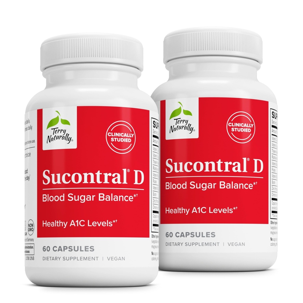 Terry Natural Sucontral D - B-Complex & Folate Supplement - Carbohidrat Metabolism Desteği - Vitamin & Mineral Supplement ile çinko & Chromium - 60 Capsules (Pack of 2)