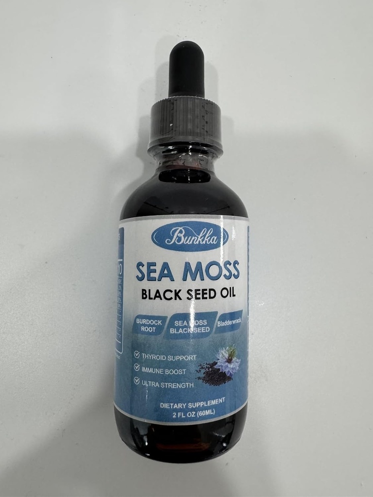 (2 Pack) Deniz Moss Black Tohum Yağı Burdock Root ile damlalar, Bladderwrack &Vitamin C Vitamin D3, İrlandalı Deniz Moss Immune Sistemi için Düşüyor, Gut, Skin & Energy