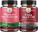 Kadınlar ve Chia Tohum Yağı Üretimi Kapsülleri için Ekstra Kuvvetli Maske - Güçlü Kaner Hızlı Saç Büyüme Vitaminleri - Bitki bazlı Omega 3 6 9 Supplement ve Daily Fiber Capsules