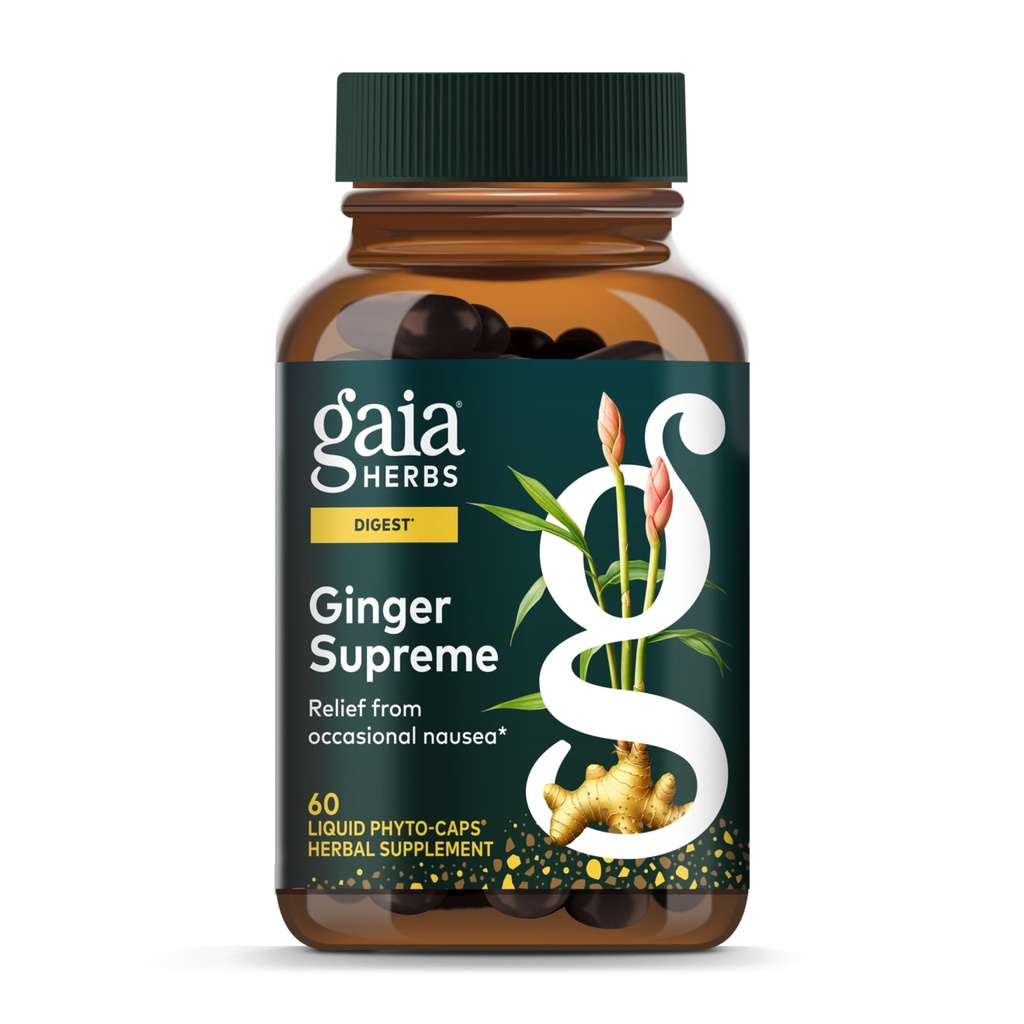 Gaia Herbs Ginger Supreme - Sağlıklı Digestion ve Relieves Occasional Nausea ile - Organik Ginger Root ve Turmeric Root - 60 Vegan Sıvı Phyto-Capsules (60-Day Supply)