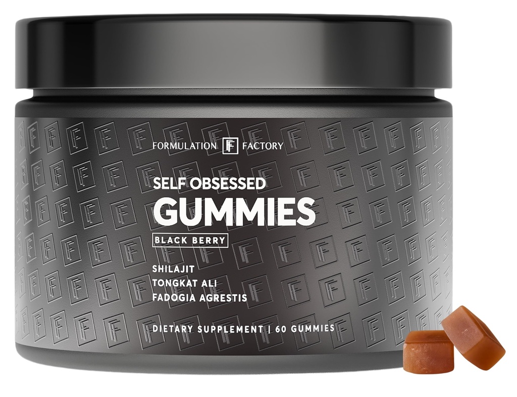 Formulation Factory Self Obsessed Shilajit Gummies for Men, Tongkat Ali + Fadogia Agrestis Supplement, Energy, Strength, Drive & Vitality Support, Natural Masculinity Formula, 60 Count (Pack of 1)