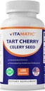 Vitamatic Tart Cherry 20X, Celery Tohum 10X Yoğun Türlemeleri - - 180 Veg Capsules - Vegetarian, Non-GMO ve Gluten Free Free