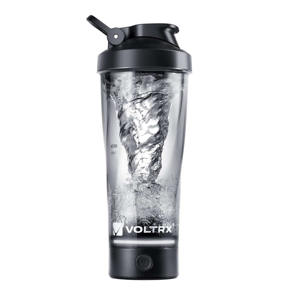 VOLTRX VortexBoost Electric Shaker Bottle, USB C Rechargeable Protein Shake Mixer, Shaker Cups for Protein Shakes and Meal Replacement Shakes, BPA-Free, Made with Tritan, Black
