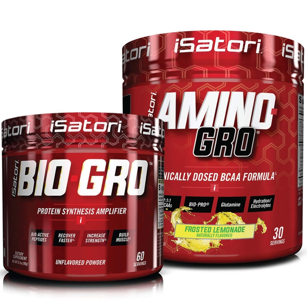 iSatori Bio-GRO Protein Synthesis Amplifier - Unflavored (60 Servings) & iSatori Amino-GRO BCAA Powder - Frosted Lemonade (30 Servings)
