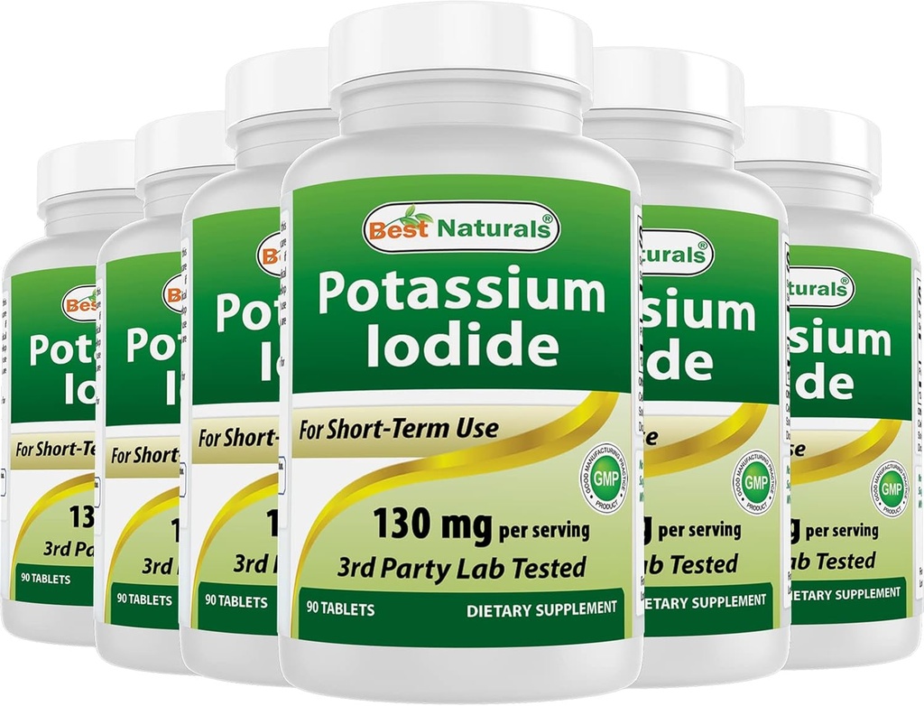Hizmet başına en iyi Doğal Potasyum Iodide 130 mg - Diyet Supplement, 90 Tabletler (6)