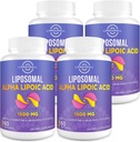 Liposomal Alpha Lipoic Acid 1500mg - with Acetyl-L-Carnitine 900mg & Ubiquinol 100mg & Vitamin E 15mg，ALA Supplement for Antioxidants Glucose Metabolism Nerve Energy,60 Softgels (4 Bottle)