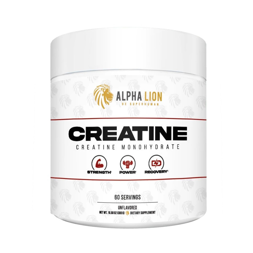 ALPHA LION Kretine Monohidrat Toz, 5000 mg Per Service (5g), Supports Muscle Strength, Power, Athletic Performance, Pure Kretina Monohydrata en Polvo Supplement (60 Hizmetsiz, Unflavored)