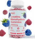 Erkekler ve Kadınlar için Kreşitine Monohidrat Gummies - Yüksek Saf Sour Blue Raspberry- Chewable Kre Strength & Energy Boost, Bio available Pre-Workout Supplement Supplement
