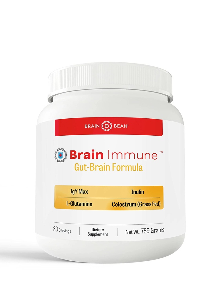 Brain Bean Brain-Immune | Gelişmiş Formula Leaky Gut, Leaky Brain, Immune System | 10g Colostrum with Lactoferrin, 5g L-Glutamine, 4g IgY Max ve 1g Inulin | 30 Hizmet