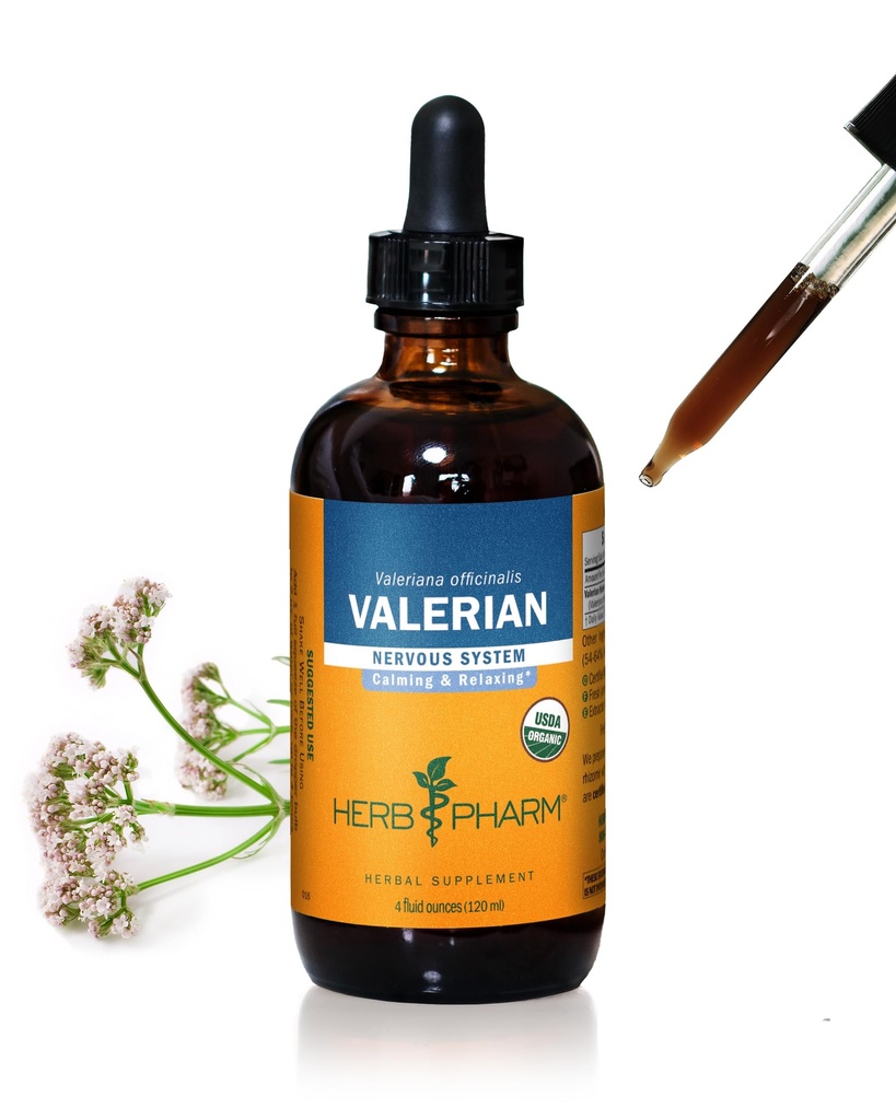 Herbm Pharm Organik Valerian Kökü Rahatlama ve Restful Uyku, Organik Cane Alkol, 4 Ounce
