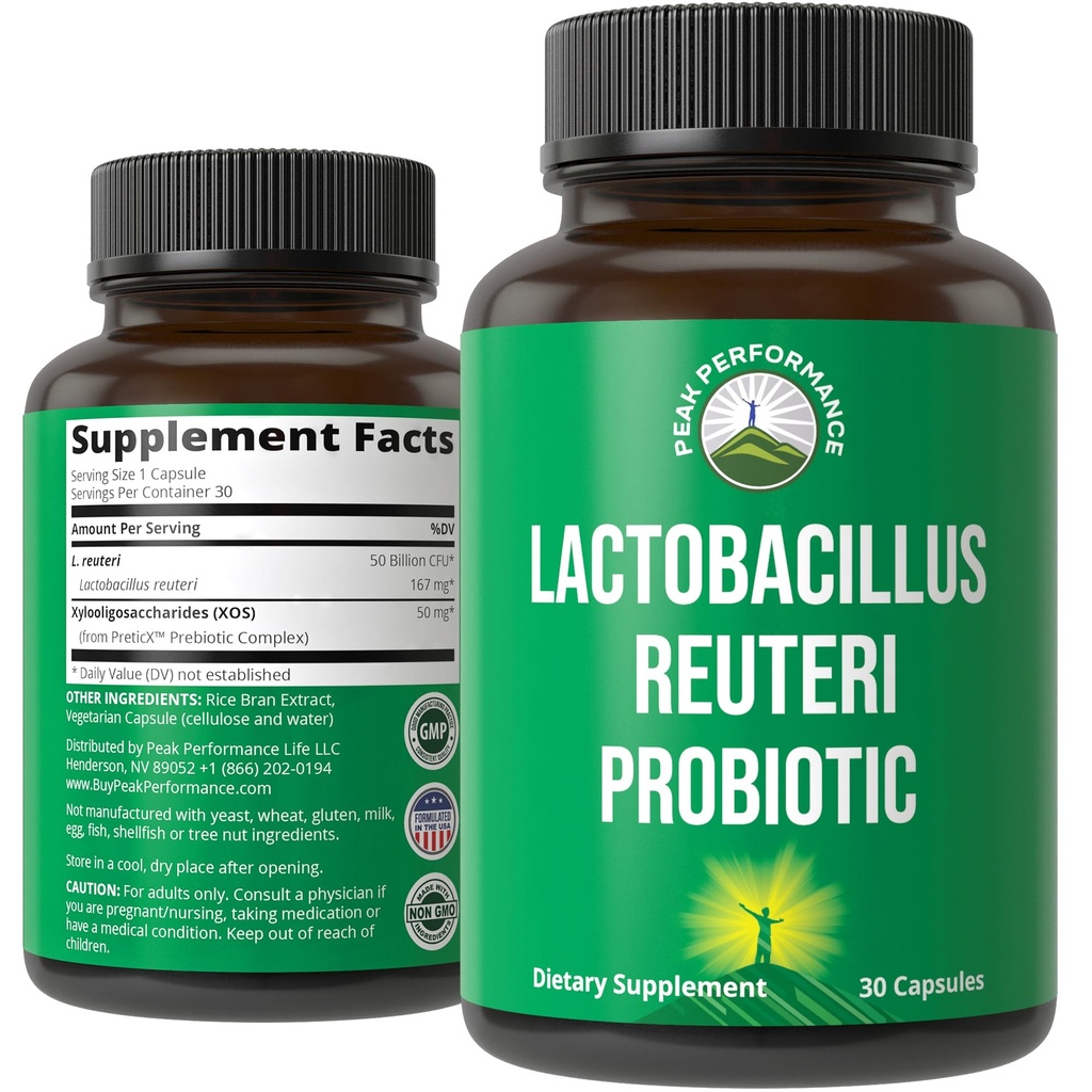 Lactobacillus Reuteri 50 Milyar CFU Probiyotiks with Klinik olarak Studied PreticX® XOS Prebiyotik - Probiyotik Capsules Supplement for Gut Health and Digestive Support - USA Tested for Both Women & Men