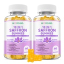 Saffron Gummies for Adult Kids, 10-IN-1 Cortisol Support Supplement with Saffron 88.5mg, Vitamin D3, B6, Magnesium, Zinc, Ashwagandha, L-Theanine, St. John's Wort, For Emotions, Slumber, 120 Count