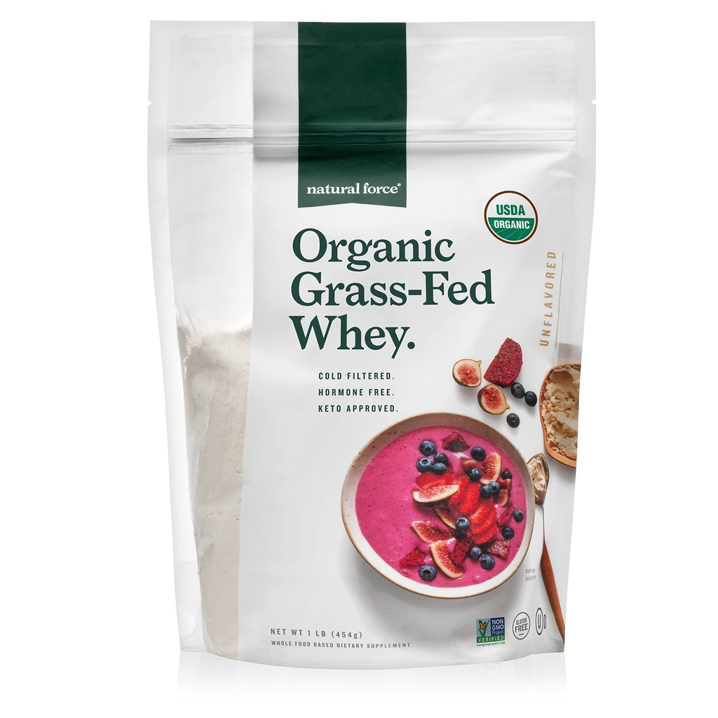 Doğal Kuvvet Çim Fed Organik Whey Protein Tozu - GMO, Keto Dostu, Low Carb, Kosher - Lab Toxins için Test Edildi - Pure & Unflavored - 16 oz.