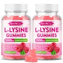 2 Pack L-Lysine 1000 mg Gummies, Lysine Supplement for Yetişkinler & Kids, Essential Amino Asit for Lips & Oral Health, Boost Immune & Collagen & Food, Sugar-Free, Raspberry Flavor, 120 Count