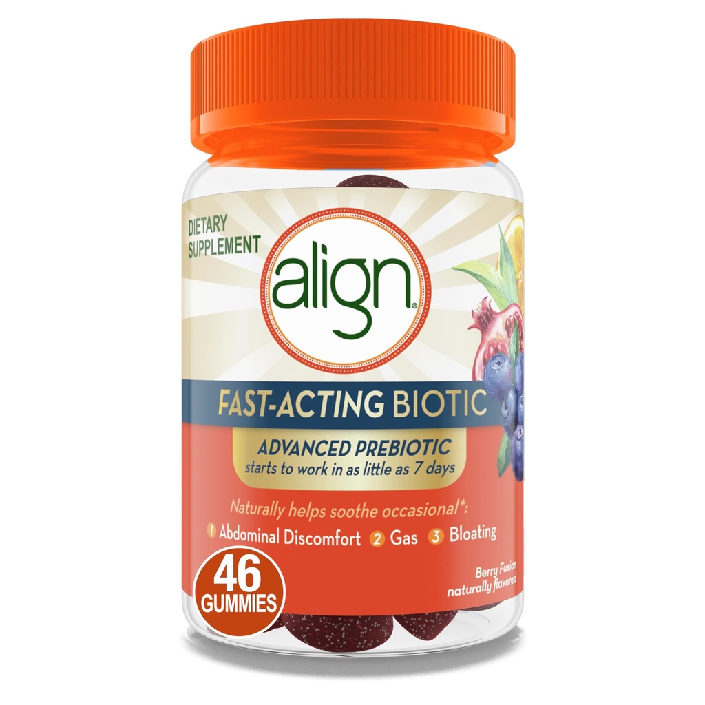 Align Advanced Prebiyotik Supplement, Fast-Acting Biotic Gummies, Advanced Prebiyotik for Women and Men, Works In As Little 7 gün *, 46 Gummies