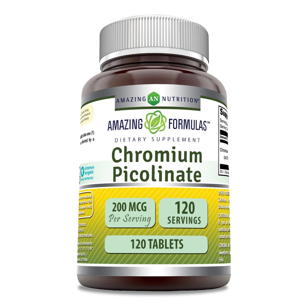 Amazing Formulas Chromium Picolinate Supplement | 200 Mcg Per | Tabletler | Non-GMO | Gluten Free | Made in USA (120 Count)
