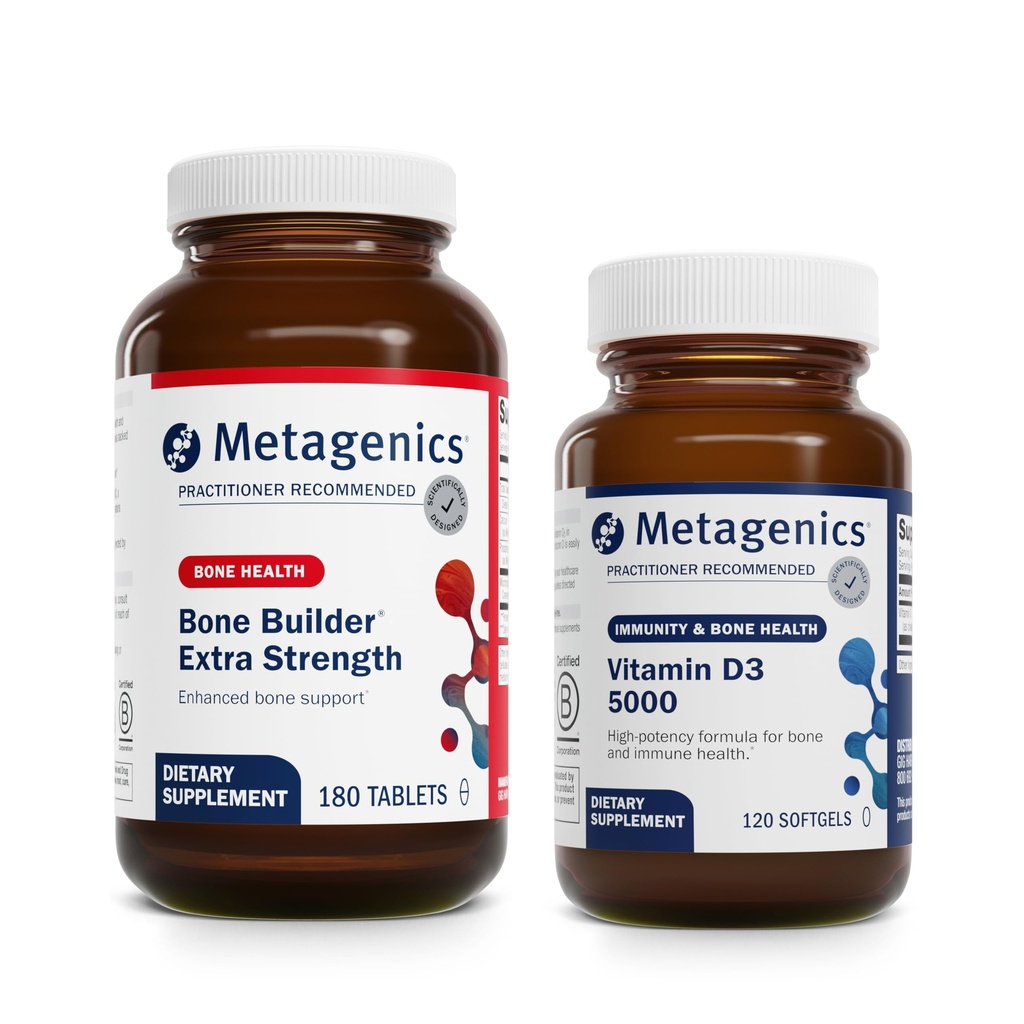 Metagenics Bundle - Bone Builder Extra Strength & D3 5000-180 Tablets of Bone Builder* - 120 Softgels of D3 5000 for Immune Support & Heart Health*