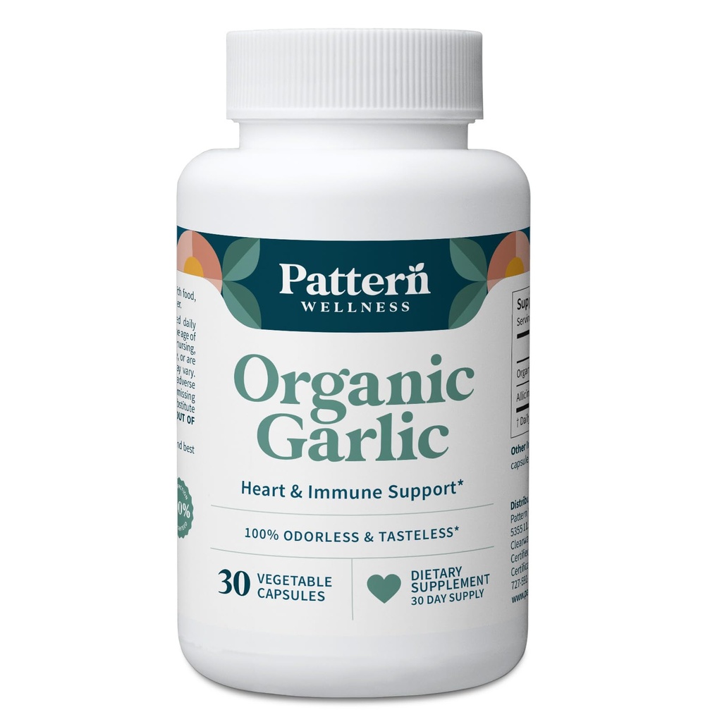 Desen Wellness Odorless Organic Garlic – 1000 mg – Immune, Circulatory & Heart Health Support – Non-GMO & Gluten Free – 30 Vegan Capsules