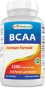 En İyi Doğallar BCAA Branş Zinciri, Servis başına 3200 mg, 200 Capsules - Farm Grade -% 100 Pure Instantized Formula | Pre /Post Workout Bodybuild Supplement | Boost Muscle growth